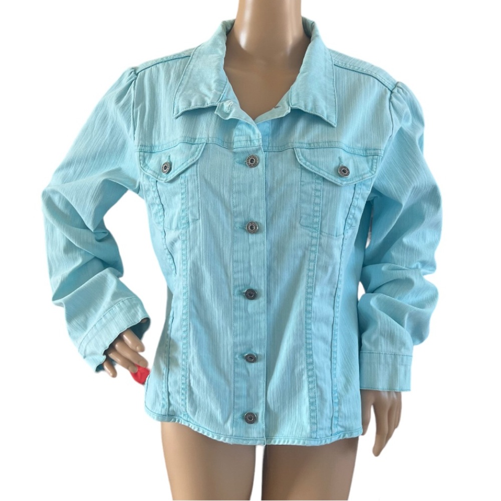 Christopher Banks Stretch Light Blue Denim Button Down Shirt